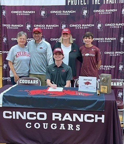 Cinco Ranch’s Wyatt Green signed to run at the University of Arkansas.
